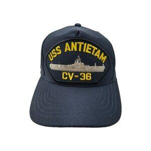 USS Antietam CV 36 Hat Cap USN Navy Blue Snapback Embroidered